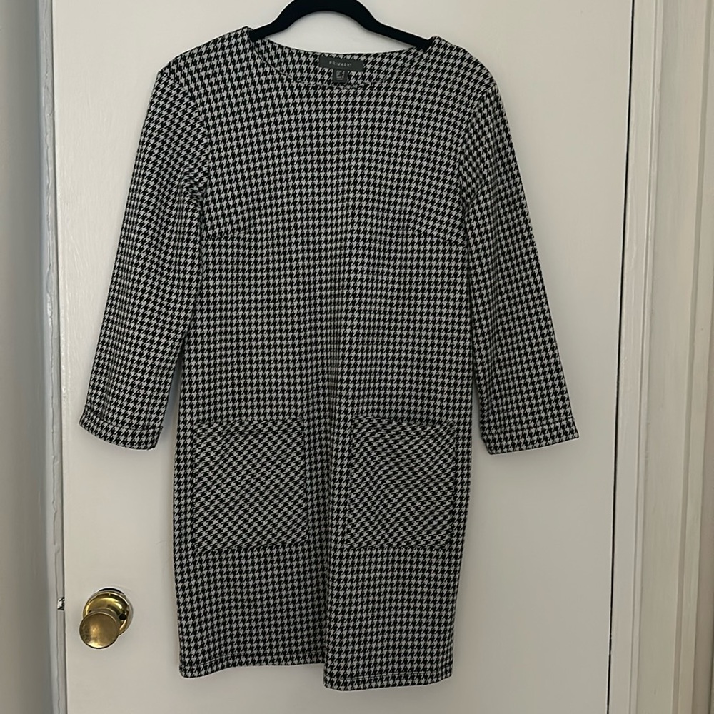 Black and white knee length dress